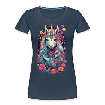 Aesthetic Unicorn Magic Unicorn Streetwear - Women's Premium Organic T-Shirt - navy - Front - Mia (176cm)