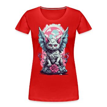 Geflügelte Goth Katze Pastell Gothic Aesthetic - Frauen Premium Bio T-Shirt - Navy - Vorne - Mia (176cm)