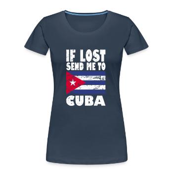 Drapeau de Cuba - T-shirt bio Premium Femme - bleu marine - Devant - Mia (176cm)