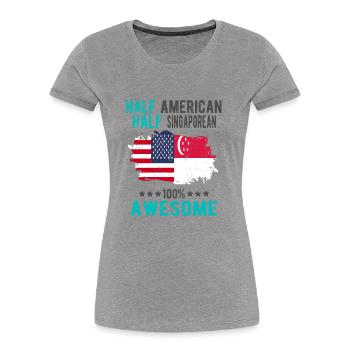 Moitié américain moitié singapourien - T-shirt bio Premium Femme - bleu marine - Devant - Mia (176cm)