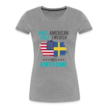 Halb Amerikaner Halb Schwede - Frauen Premium Bio T-Shirt - Navy - Vorne - Mia (176cm)