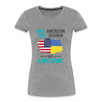 Halb Amerikaner Halb Ukrainer - Frauen Premium Bio T-Shirt - Navy - Vorne - Mia (176cm)
