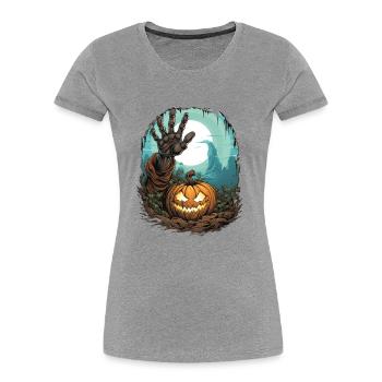 Halloween Emerging Hands Citrouille effrayante - T-shirt bio Premium Femme - bleu marine - Devant - Mia (176cm)