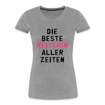 Reiten Reiter Reiterin Pferd Pferde Pony Western - Frauen Premium Bio T-Shirt -  - Vorne - Mia (176cm)