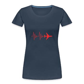 Pilote d'avion ECG love heartbeat red - T-shirt bio Premium Femme - bleu marine - Devant - Mia (176cm)
