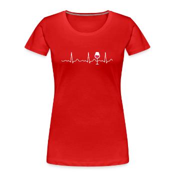 Rotwein - Herzschlag, Puls, Herzlinie, EKG - Frauen Premium Bio T-Shirt - Navy - Vorne - Mia (176cm)