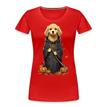 Cute Halloween Dog Design Dog Druid Outfit - Women's Premium Organic T-Shirt - navy - Front - Mia (176cm)