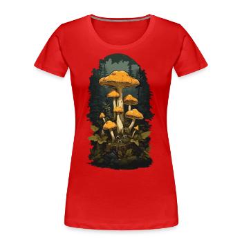 Retro Chanterelle Vintage Mushroom Nature Design - Women's Premium Organic T-Shirt - navy - Front - Mia (176cm)