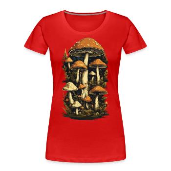 Retro Forest Mushrooms Aesthetics Mushroom Design - Women's Premium Organic T-Shirt - navy - Front - Mia (176cm)