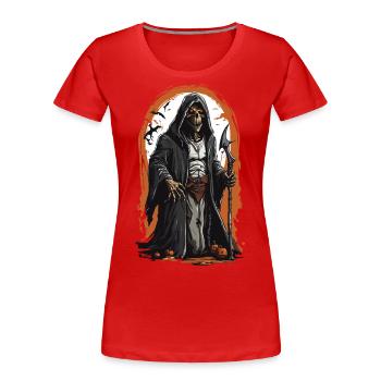 Grim Reaper Magie Halloween Mort-vivant Squelette - T-shirt bio Premium Femme - bleu marine - Devant - Mia (176cm)