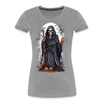 Grim Reaper's Dark Halloween Skeleton Mystery - Women's Premium Organic T-Shirt - navy - Front - Mia (176cm)