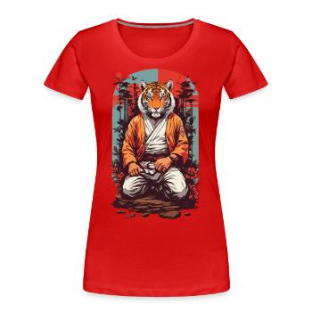 Asian Tiger Karate Martial Arts Retro Design - Women's Premium Organic T-Shirt - navy - Front - Mia (176cm)