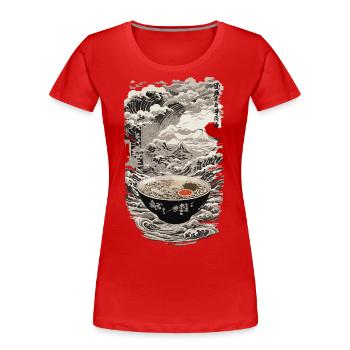 Ramen Ukiyo-e Kanji Retro Aesthetic Artwork - Women's Premium Organic T-Shirt - navy - Front - Mia (176cm)