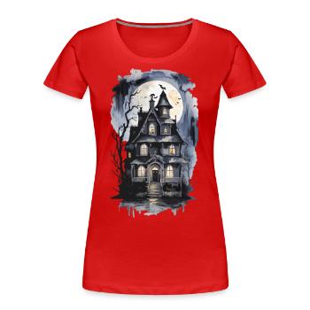 Mystic Witch House Halloween Vintage Full Moon - Women's Premium Organic T-Shirt - navy - Front - Mia (176cm)