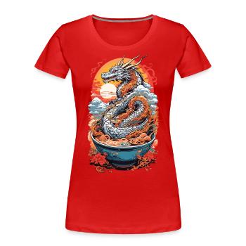 Ramen Dragon Ukiyo-e Otaku Manga Design - T-shirt bio Premium Femme - bleu marine - Devant - Mia (176cm)