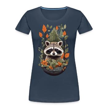 Cute Raccoon Nature Animal Design for Kids - Women's Premium Organic T-Shirt - navy - Front - Mia (176cm)