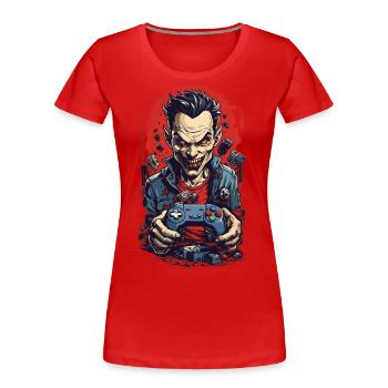 Vampir Gamer Halloween Ghul Gaming Style - Frauen Premium Bio T-Shirt - Navy - Vorne - Mia (176cm)