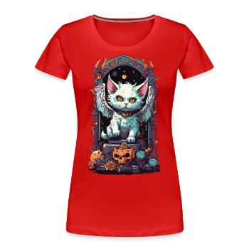 Okkulte Dämonen Katze Gothic Style - Frauen Premium Bio T-Shirt - Navy - Vorne - Mia (176cm)