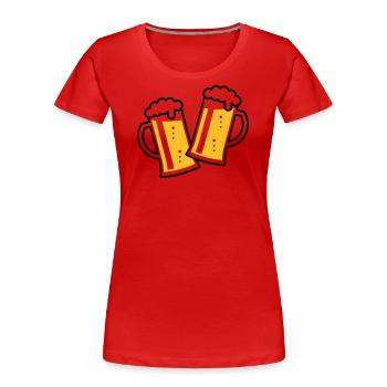 2 Maßkrüge Stoßen An (Bier / Bierseidel / 2C) - Frauen Premium Bio T-Shirt - Navy - Vorne - Mia (176cm)