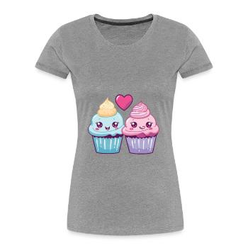 Muffin Couple Love Heart Funny - Women's Premium Organic T-Shirt - navy - Front - Mia (176cm)