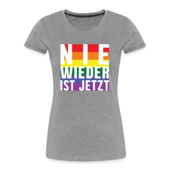 Nie wieder Schriftzug Pride - Frauen Premium Bio T-Shirt - Navy - Vorne - Mia (176cm)