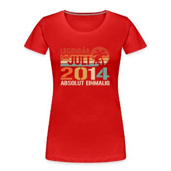 2014 Juli Geboren im Juli 2014 - Frauen Premium Bio T-Shirt - Navy - Vorne - Mia (176cm)