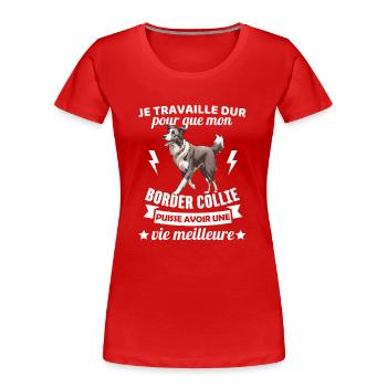 Humour border collie chien mignon 1 - T-shirt bio Premium Femme - bleu marine - Devant - Mia (176cm)
