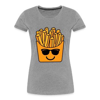 Français frites fraîches - T-shirt bio Premium Femme - bleu marine - Devant - Mia (176cm)