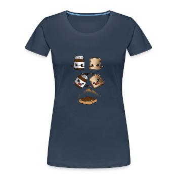 Chocolate and bread chocolate roll gift - Women's Premium Organic T-Shirt - navy - Front - Mia (176cm)
