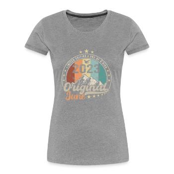 Juni 2023 Retro Vintage Geburtstagsgeschenk 2023 - Frauen Premium Bio T-Shirt - Navy - Vorne - Mia (176cm)