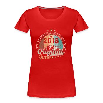 Juni 2016 Retro Vintage Geburtstagsgeschenk 2016 - Frauen Premium Bio T-Shirt - Navy - Vorne - Mia (176cm)