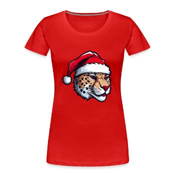 Tête de guépard Noël Noël - T-shirt bio Premium Femme - bleu marine - Devant - Mia (176cm)