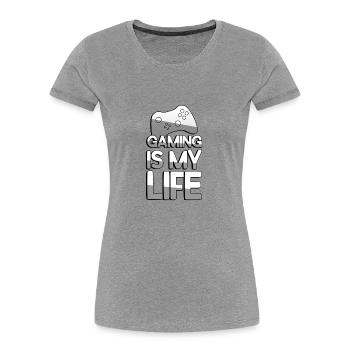GAMING IS MY LIFE + Contrôleur - Jeux - T-shirt bio Premium Femme - bleu marine - Devant - Mia (176cm)