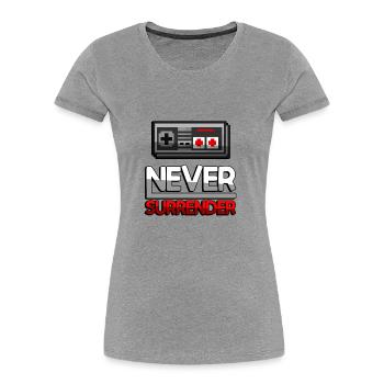 NEVER SURRENDER (Rot) + NES Controller - Gaming - Frauen Premium Bio T-Shirt - Navy - Vorne - Mia (176cm)