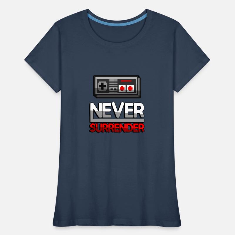 NEVER SURRENDER (Red) + NES Controller - Gaming Women's Premium Organic T-Shirt