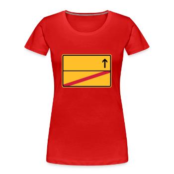 Stadtschild, Ausfahrt - Frauen Premium Bio T-Shirt - Navy - Vorne - Mia (176cm)