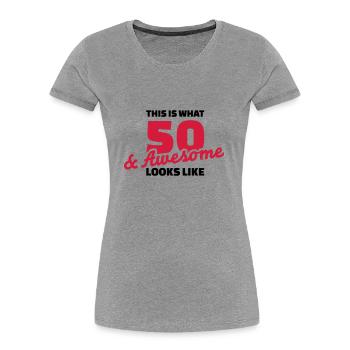 50 Birthday - Women's Premium Organic T-Shirt - navy - Front - Mia (176cm)