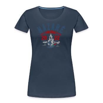 Nazaré Portugal champion league - T-shirt bio Premium Femme - bleu marine - Devant - Mia (176cm)