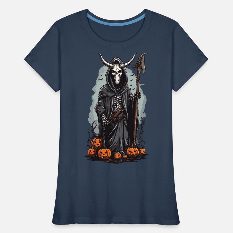 Grim Reaper Halloween Conception de druide démoniaque T-shirt bio Premium Femme