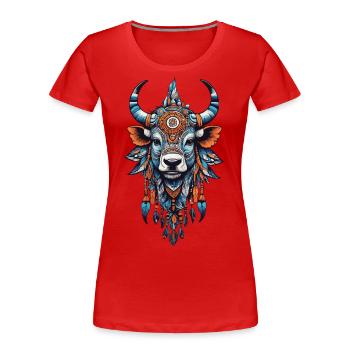 Cow Power Animal Spirit Indians & Mysticism - Women's Premium Organic T-Shirt - navy - Front - Mia (176cm)