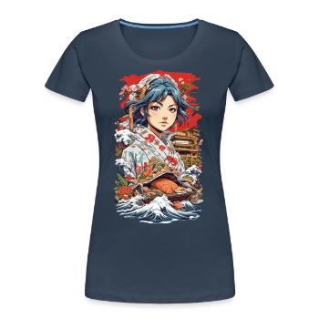 Anime Sushi Aesthetics: Manga Master - Women's Premium Organic T-Shirt - navy - Front - Mia (176cm)