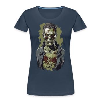 Zombie Night on Halloween Horror Illustration - Women's Premium Organic T-Shirt - navy - Front - Mia (176cm)