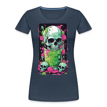 Crâne gothique Weirdcore cadeau Illustration - T-shirt bio Premium Femme - bleu marine - Devant - Mia (176cm)