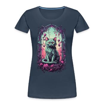 Gothic Halloween Cats Underworld Monster Design - Women's Premium Organic T-Shirt - navy - Front - Mia (176cm)