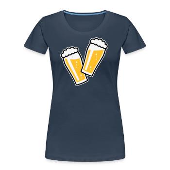 2 Biergläser Stoßen An (Bier / Willibecher / 3C) - Frauen Premium Bio T-Shirt - Navy - Vorne - Mia (176cm)