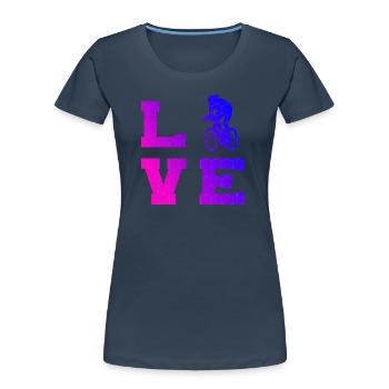 Vélo de route pour femmes Vélo de course Cyclisme sur route pour hommes - T-shirt bio Premium Femme - bleu marine - Devant - Mia (176cm)