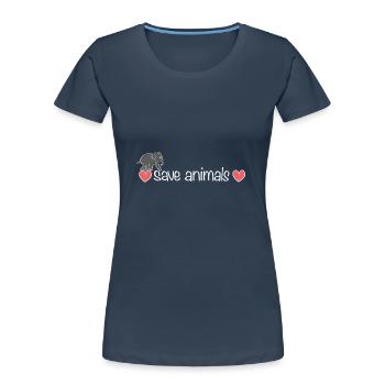 Herzen rette Tiere Tier Elefant - Frauen Premium Bio T-Shirt - Navy - Vorne - Mia (176cm)