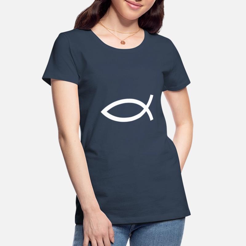 Jesus fish white Ichthys fish fish Women's Premium Organic T-Shirt