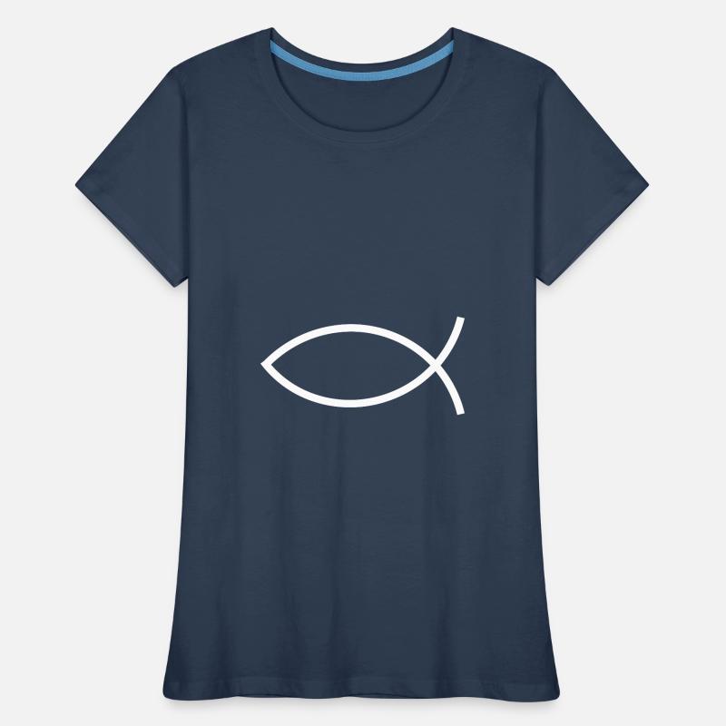 Jesus Fish White Ichthys Fish Jesus Women's Premium Organic T-Shirt