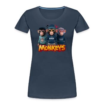 Monkeys 2 - T-shirt bio Premium Femme - bleu marine - Devant - Mia (176cm)